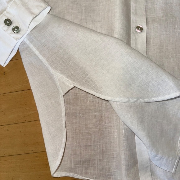 CHICO'S classic linen 3/4 sleeve blouse, 1(8) , G1022 - Picture 3 of 4